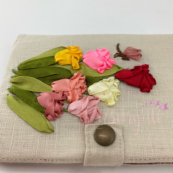 Tulip Embroidery Passport Wallet & Silk Mask, Wedding Gift, Versatile Washable - Picture 5 of 16